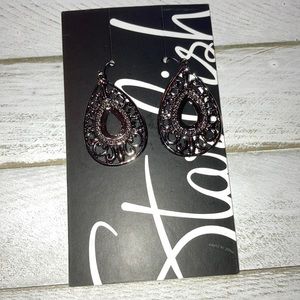- Francina Gunmetal: Swirl teardrop earrings